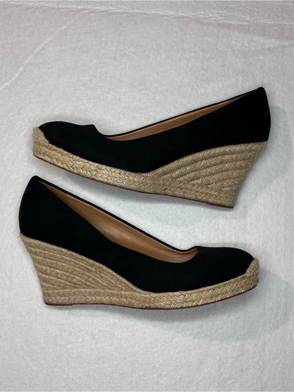 J. Crew Black Canvas Espadrille Wedge Pumps Woman’s Size 8.5